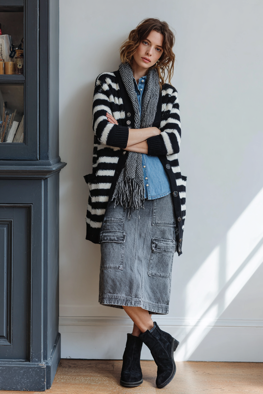 Denim Skirt Outfit 1026092