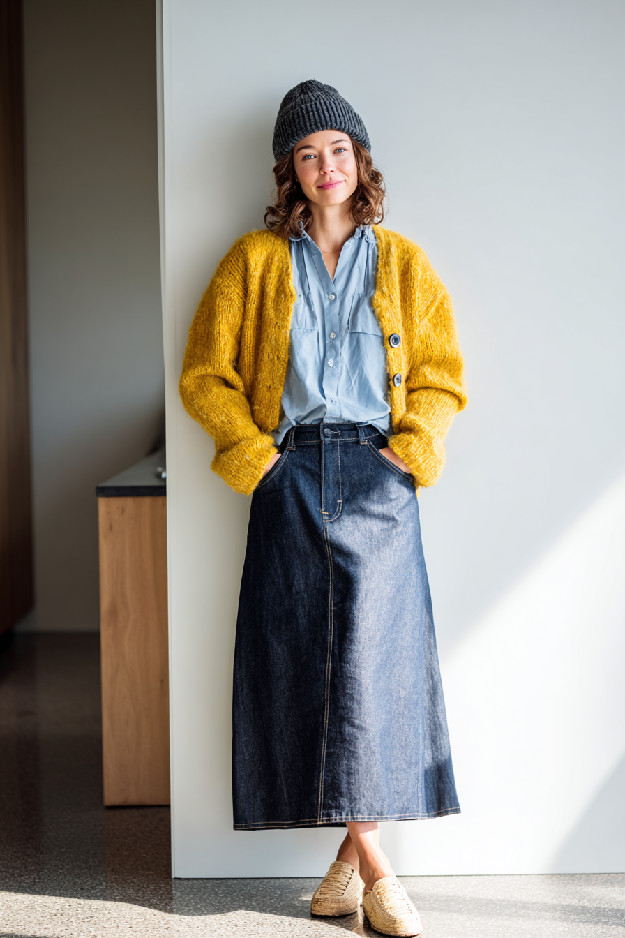 Denim Skirt Outfit 1040714