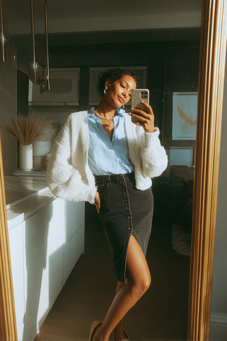Denim Skirt Outfit 1122880